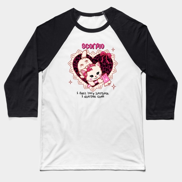 scorpio y2k coquette kitty cat Baseball T-Shirt by moonstruck crystals
